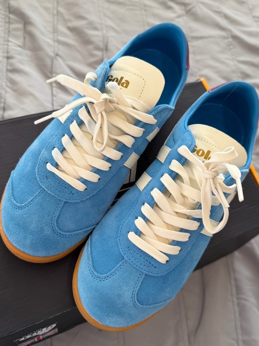 Gola Blue and White Suede Sneakers